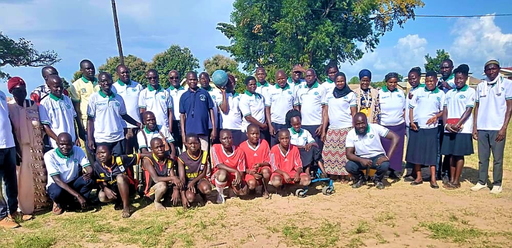 Goal Ball Team posing a photo with Koboko District Stakeholders after white cane's day celebrations organized by LIDIT in 2022